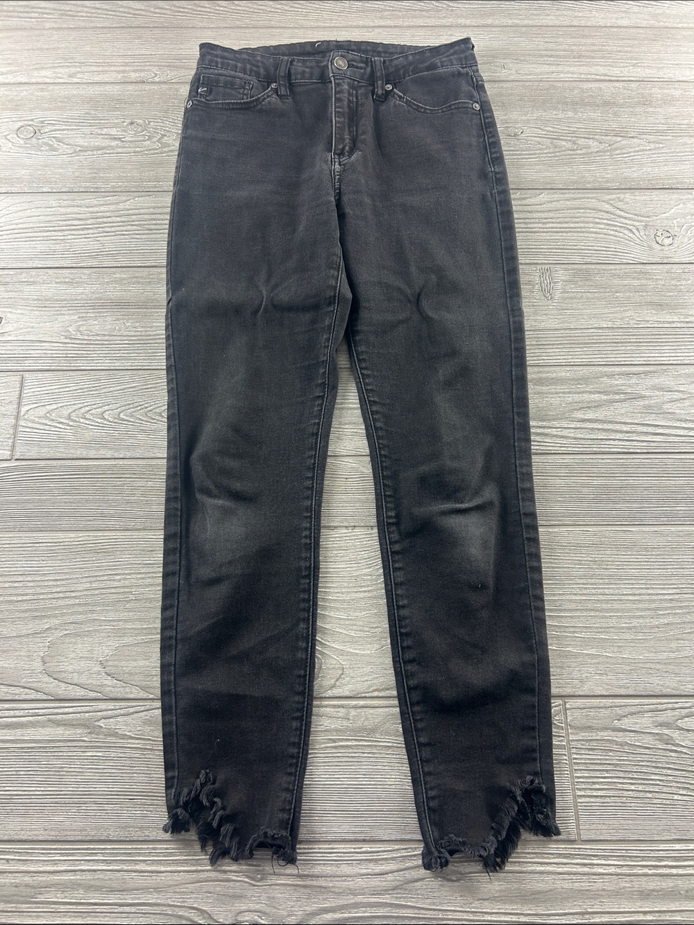 KanCan Black Skinny Jeans with Frayed Hem #8